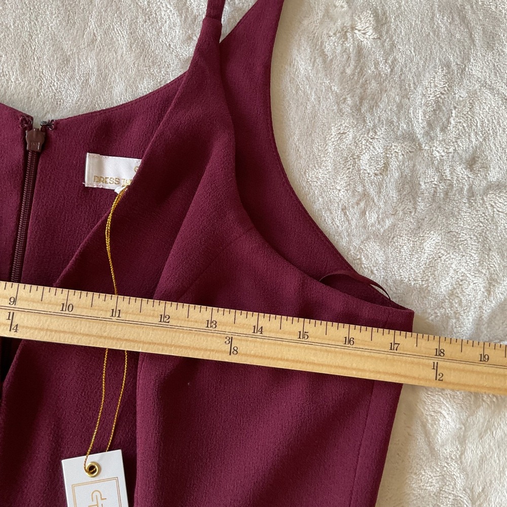 Dress The Population Iris Slit Crepe Gown Side Slit Burgundy LARGE NWT - Picture 11 of 14